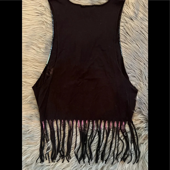 Forever 21 Muscle Fringe Tank Top - Size Small | Color: Black - Picture 5 of 6